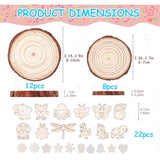 171 Pcs Unfinished Wooden Ornaments For Crafts-Glow In The Dark, 1.9"-4" Wood Slices,Diy Christmas Ornament Kits For Kids Crafting Painting Winter New Year Party Hanging Decorations