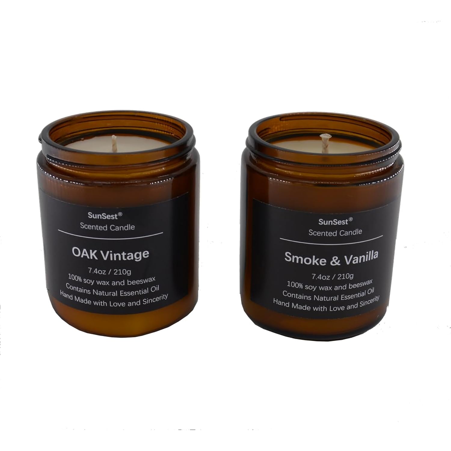 2 Pack Candles, Scented Jar Candle, Gifts For Women And Men, Natural Soy Wax, Long Lasting, Stress Relief, Gifts For Birthday, Valentine, Thanksgiving, Smoke/Vanilla/Oak/Vintage