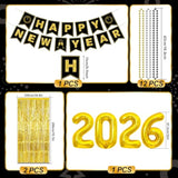 2026 New Year Party Set for 24 with Banner, Hats, Glasses, Balloons, and Accessories