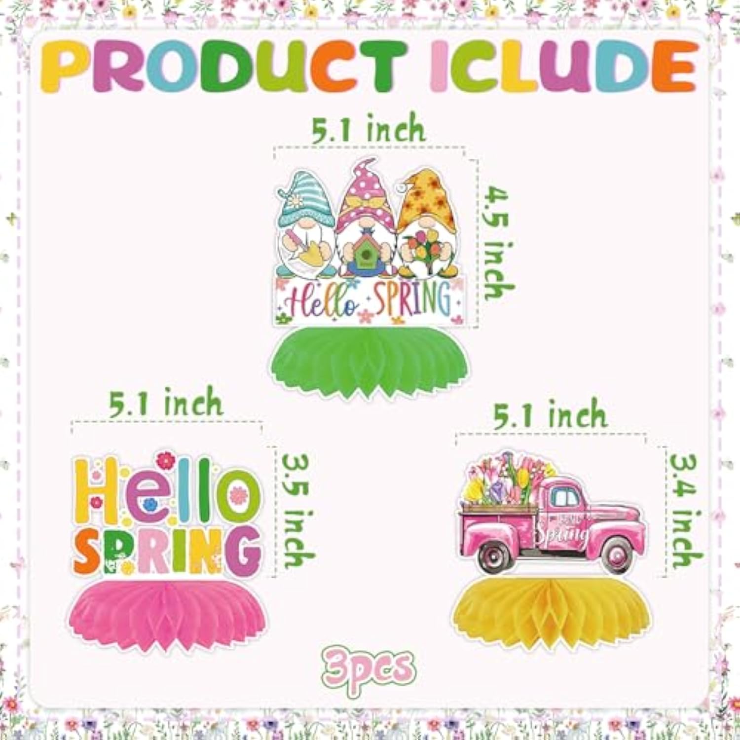 Spring Party Decorations, Hello Spring Decorations,Spring Flower Party Hanging Swirls,Hello Spring Banner And Honeycomb Centerpieces For Spring Decorations And Home Office Classroom