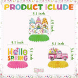Spring Party Decorations, Hello Spring Decorations,Spring Flower Party Hanging Swirls,Hello Spring Banner And Honeycomb Centerpieces For Spring Decorations And Home Office Classroom