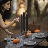 Flameless Black Taper Candles Flickering With 10-Key Remote, Battery Operated Led Warm 3D Wick Light Window Candles Real Wax Pack Of 6, Christmas Home Wedding Decor(0.78 X 9.64 Inch)