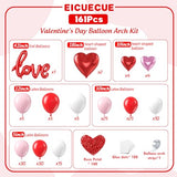 Valentines Day Balloons Garland Arch Kit - 161Pcs Different Size Red Pink White Balloons with Heart and LOVE Foil Balloon for Valentine's Day Galentine's Day Anniversary Party Decorations