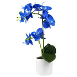 Blue Orchid Artificial Flowers In White Pot For Kitchen Bathroom Home Office Wedding Decor
