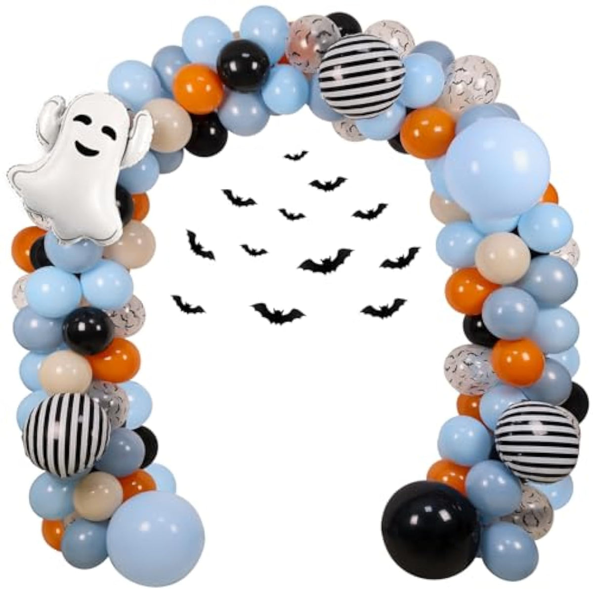 Halloween Baby Shower Balloon Arch Kit: Ghost, Bats & Retro Colors