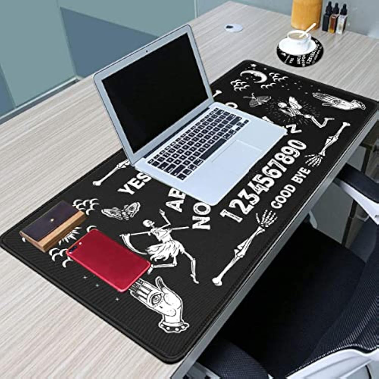 Large Gaming Mouse Pad, Long Extended Xl Ergonomic Mousepad Desk Pad, Large Rubber Mice Pads Stitched Edges, 31.5'' X 11.8'+ Cup Coaster, Ouija Board Pattern