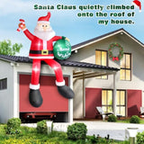8 Ft Christmas Inflatable Santa Claus Outdoor Decorations, Blow Up Sitting Santa Claus With Gift Bag, Climbing Santa Car