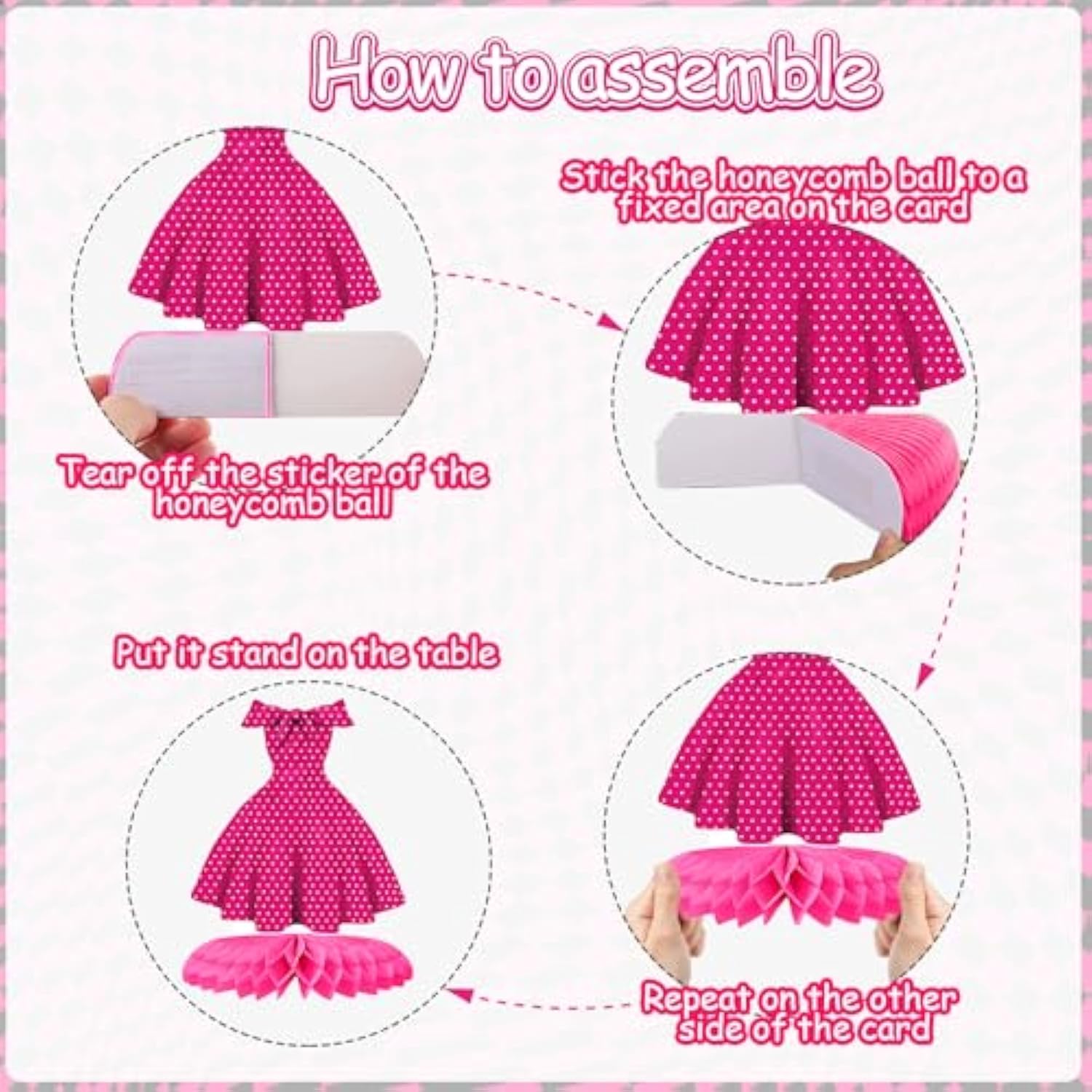 12 Pack Pink Honeycomb Centerpieces, 3D Girl Theme Table Decor for Birthday Party