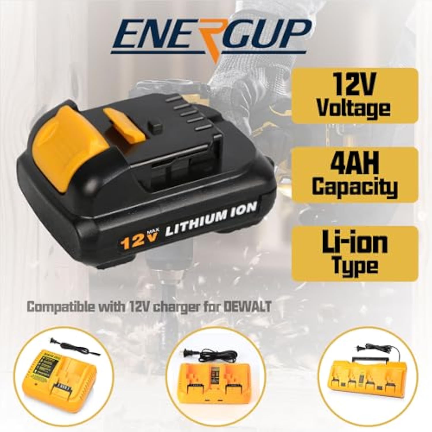 4Pack 4.0Ah 12V Dcb120 Replacement For Dewalt 12V Max Battery, Dcb120 Dcb121 Dcb123 Dcb122 Dcb124 Dcb125 Dcb127, 12Volt Compatible With Dewalt 12V Lithium Batteries