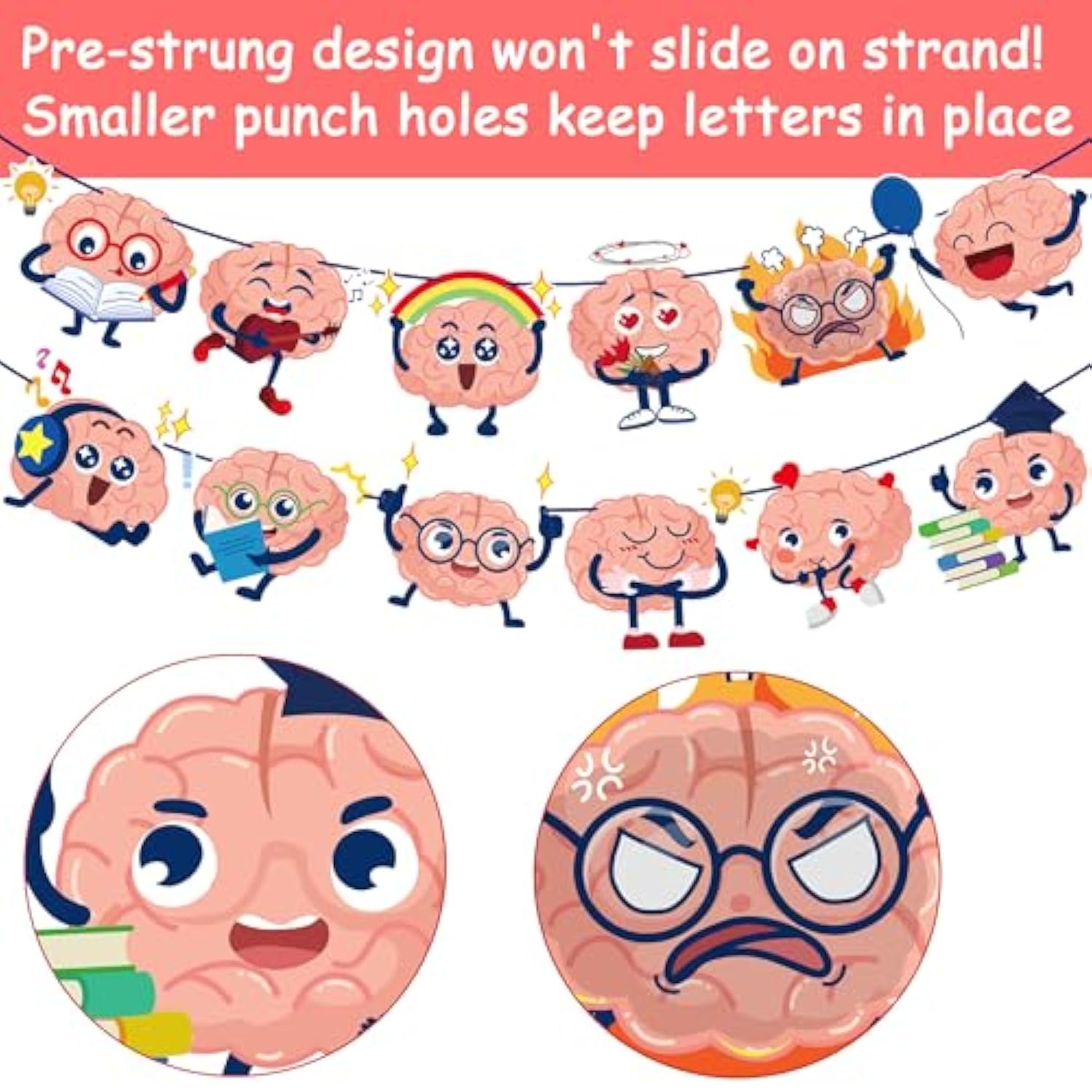 Brain Party Banners Funny Brain Theme Garlands for Birthday Baby Shower Decor