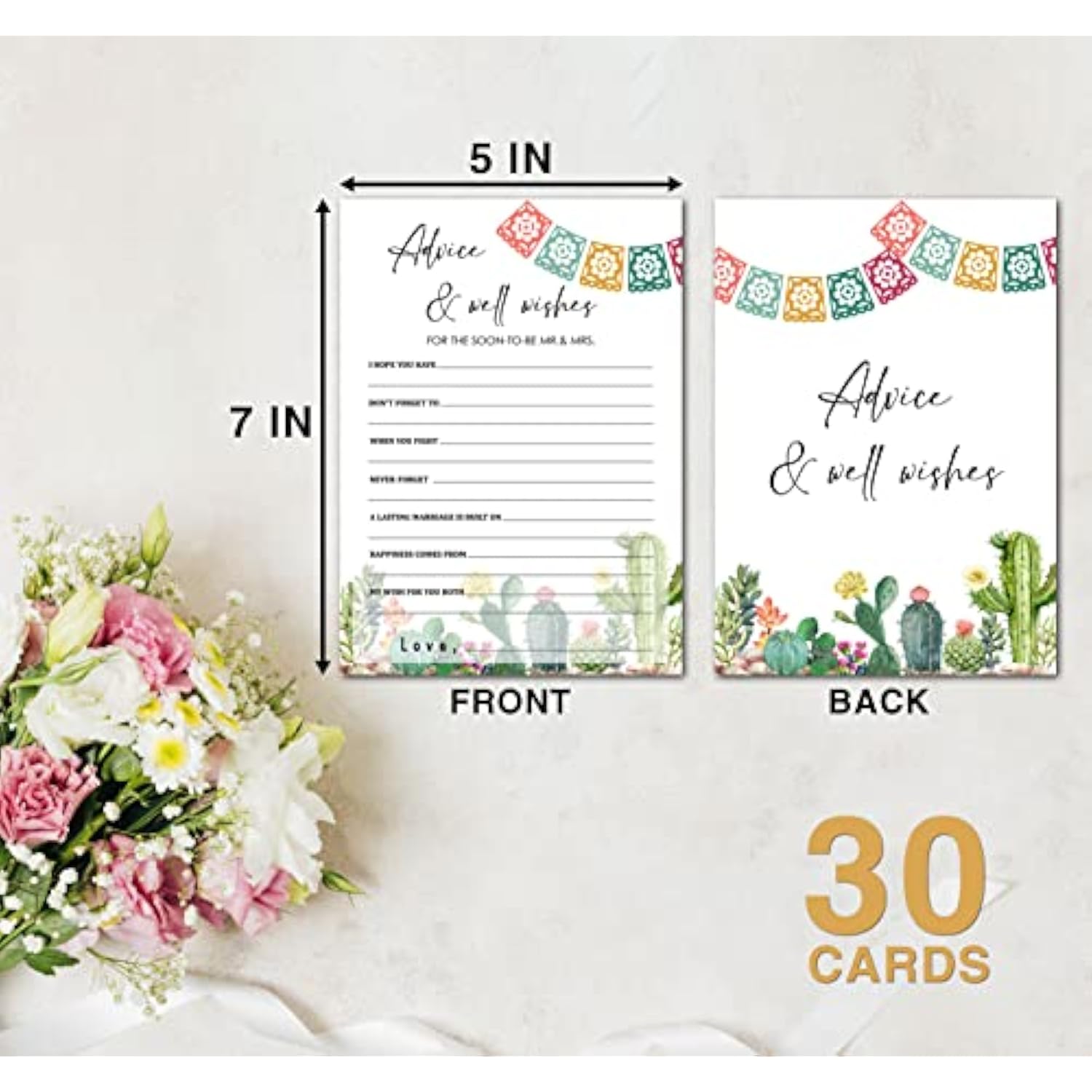 Bridal Shower Games, Fiesta Mexican Bridal Shower Decorations, Advice And Wishes Cards For Wedding Shower Bachelorette Party, Wedding Engagement Party, Set Of 30 Game Cards (A11)