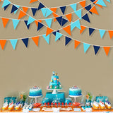 10M/32Ft Navy Blue Orange Pennant Banner Fabric Triangle Flag Cotton B