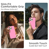 Designed For Iphone 14 Pro Case, Liquid Silicone Case [2X Screen Protectors], Shockproof Protective Slim Thin Phone Case With Anti-Scratch Soft Microfiber Lining, 6.1 Inch, Tender Pink