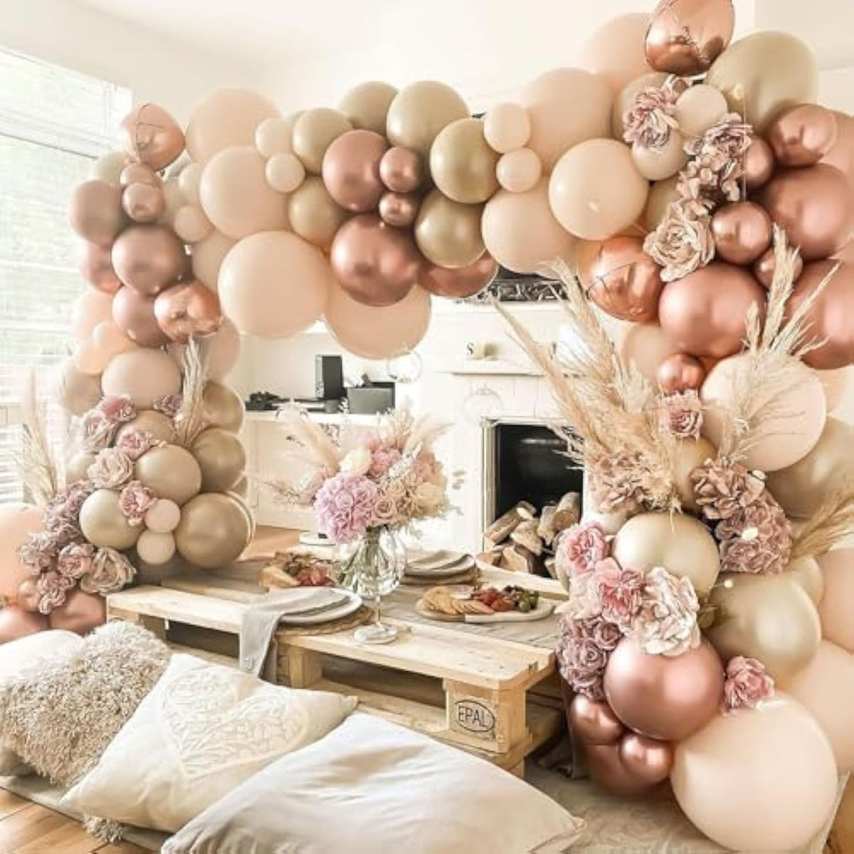 84pcs Blush Ivory Nude Brown Cream Balloon Garland Arch Kit for Boho Parties