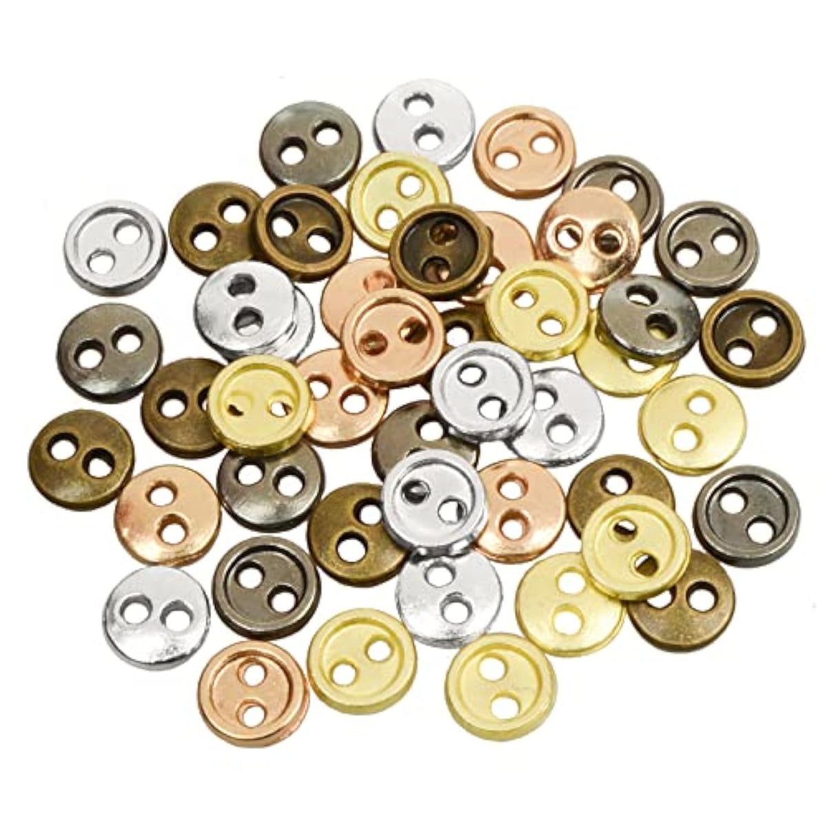 4Mm 50 Pieces 5 Colors Mini Metal Round 2 Eye Buttons For Bjd Soldier