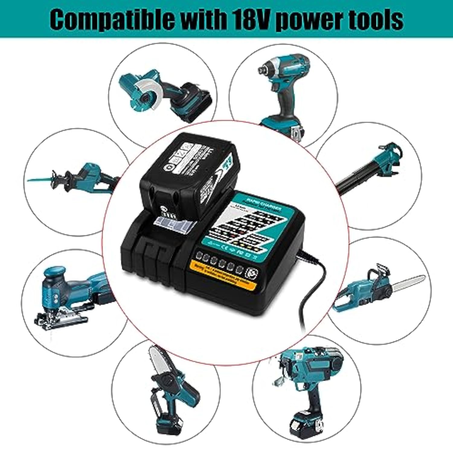 14.4V 18V 6.5A Rapid Charger Compatible With Makita 18V Battery Charger Bl1860B 6.0Ah Bl1850B 5.0Ah Bl1840B 4.0Ah Bl1830B 3.0Ah Replacement For Makita 18V Dc18Rd Fast Charger