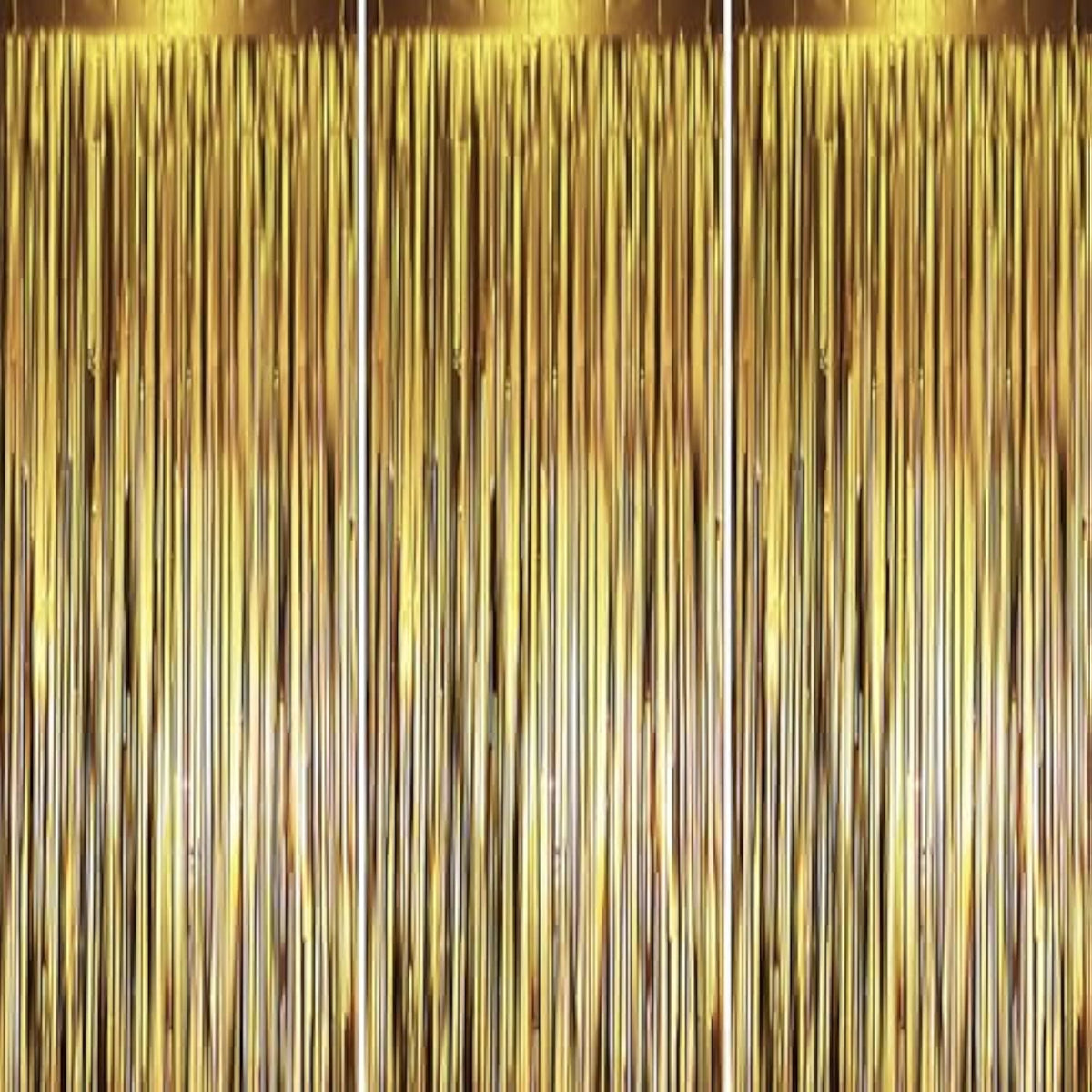3 Pack Matte Gold Foil Fringe Backdrop 3.3x8.2ft Tinsel Streamers for Party