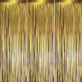 3 Pack Matte Gold Foil Fringe Backdrop 3.3x8.2ft Tinsel Streamers for Party
