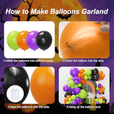 129Pc Halloween Balloon Arch Kit – Black, Orange, Purple & Green Garland