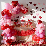 Valentine's Day Balloons Garland Arch Kit, 127Pcs Pink Red Rose Red Balloon with Red Pink Heart Foil Balloon for Valentine's Day Galentines Mother's Day Wedding Engagement Anniversary Party Decoration