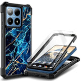 Boost Summit 5G Case with Tempered Glass Full-Body Shockproof Marble Sapphire