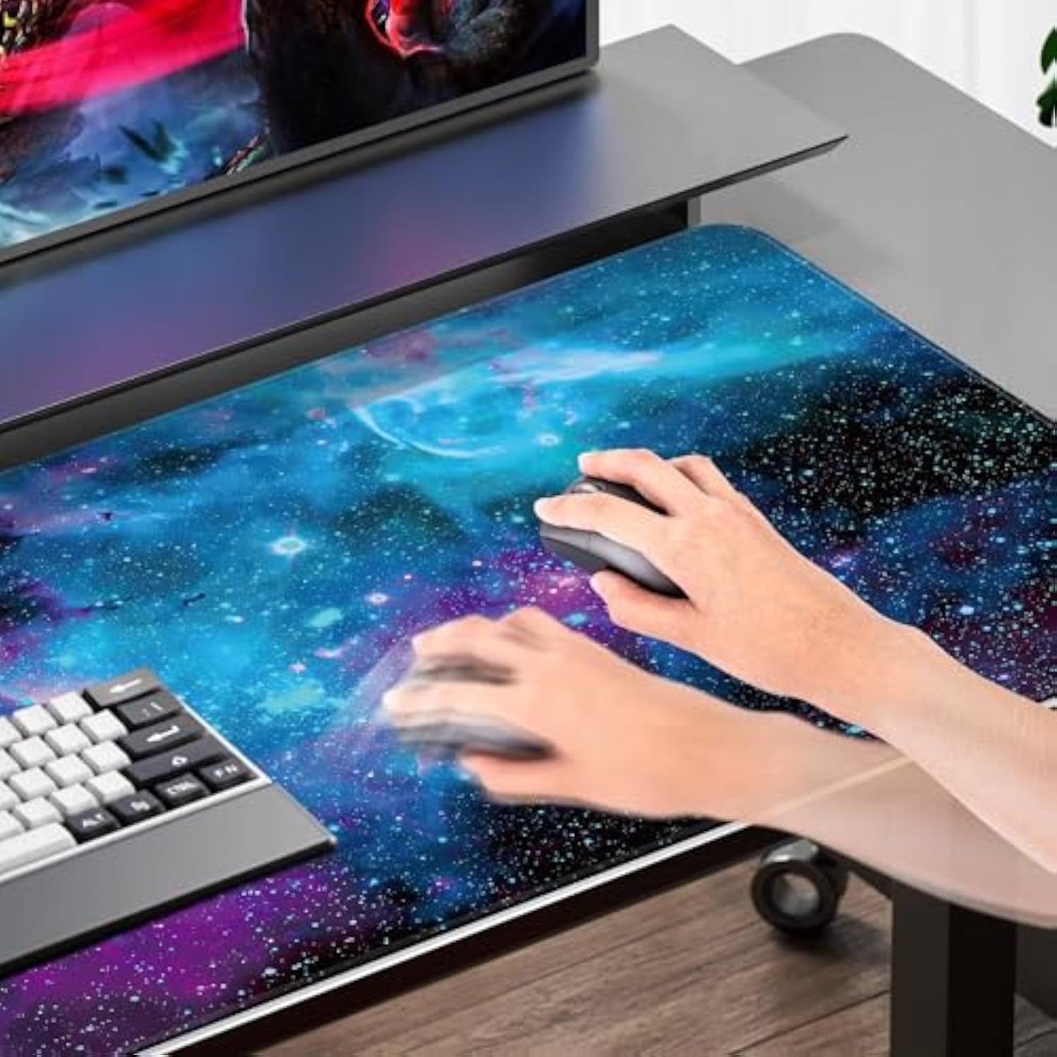 Mydours 36"x20" Large Gaming Mouse Pad - Mouse Pad with Non-Slip Rubber & Fabric Surface - Large Desk Mat for Computer Office Home Working - XL Desk Protector Pad (Universe)