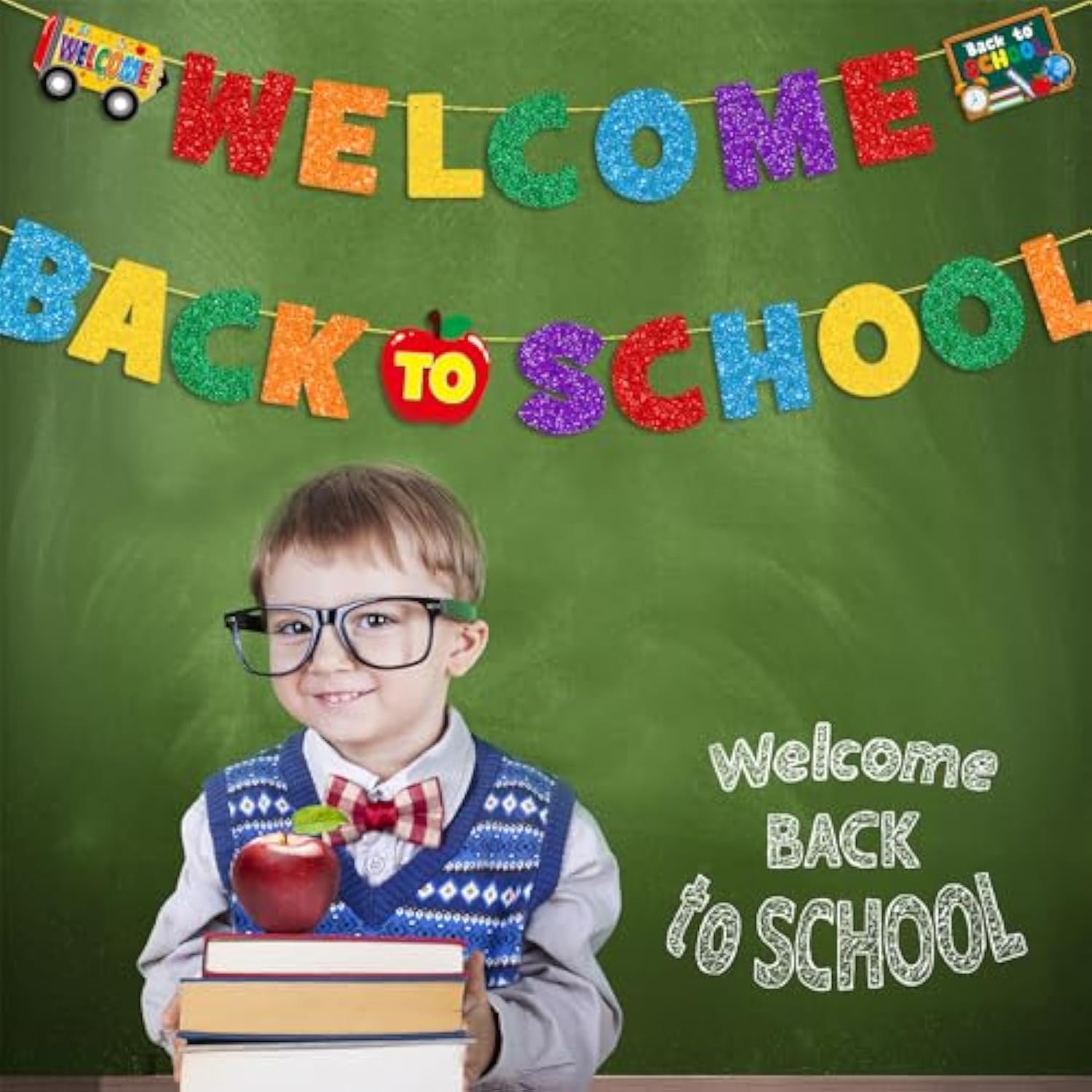 Glittery Welcome Back To School Banner Set Back To School Felt Ball Banner First Day Of School Kindergarten College Middle School Garland Decor Back To School Party Decorations Supplies
