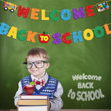 Glittery Welcome Back To School Banner Set Back To School Felt Ball Banner First Day Of School Kindergarten College Middle School Garland Decor Back To School Party Decorations Supplies