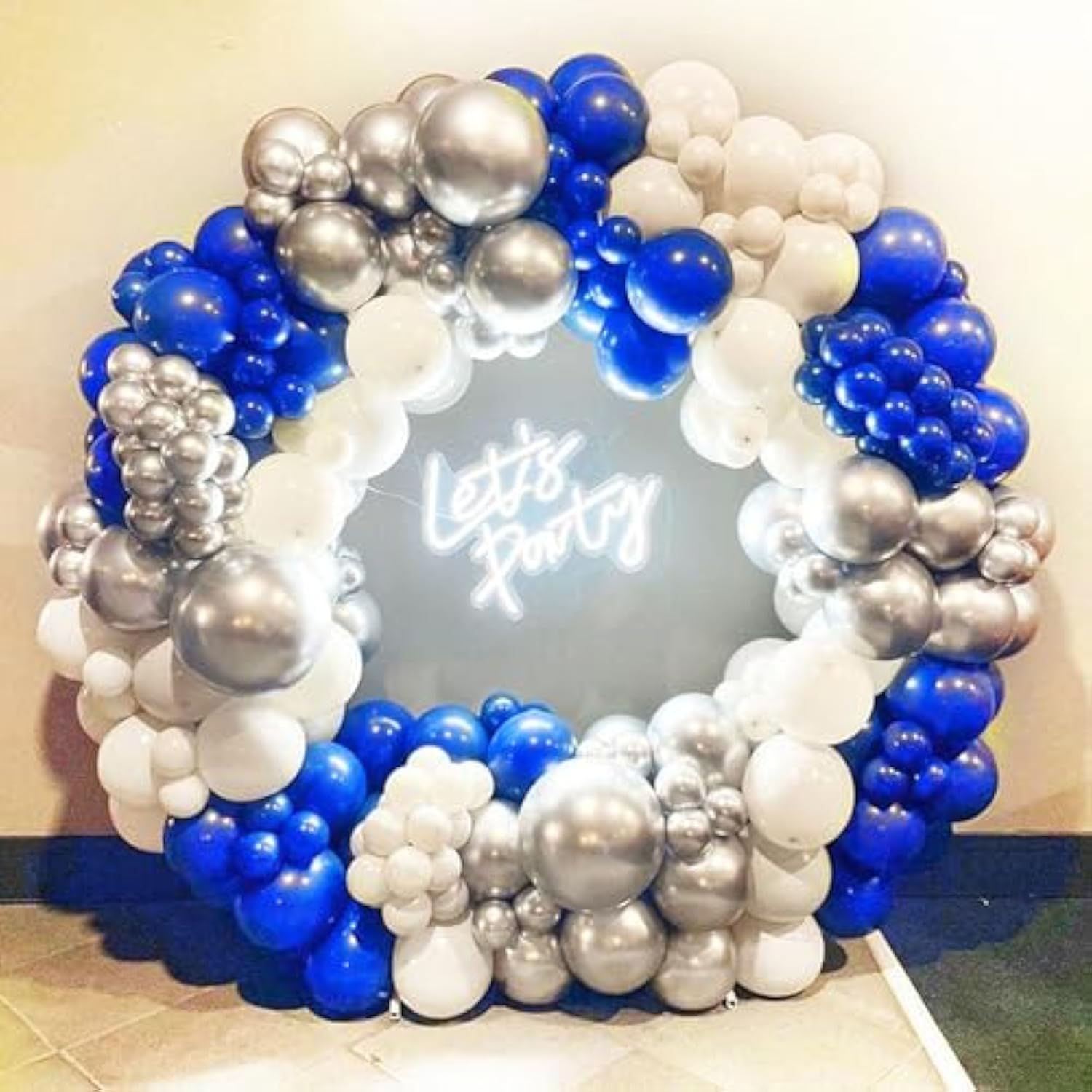 Birthday Party Royal Blue Silver And White Balloon Arch Kit Latex Balloon Garland Kit For Baby Shower Father'S Day Graduation Party And Theme Party