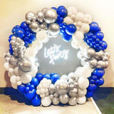 Birthday Party Royal Blue Silver And White Balloon Arch Kit Latex Balloon Garland Kit For Baby Shower Father'S Day Graduation Party And Theme Party