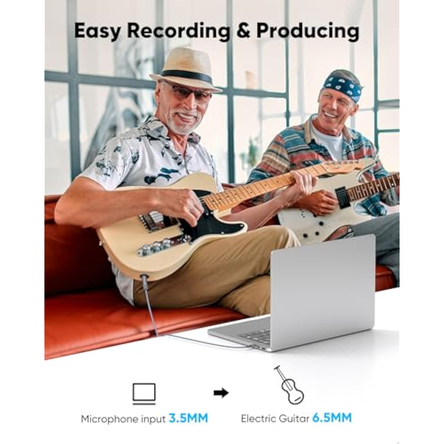 3.5Mm To 6.35Mm Stereo Audio Cable 6 Ft, 1/4 To 1/8 Cable Stereo Cable Trs Bidirectional Stereo Audio Cable Jack For Guitar, Home Theater Devices, Speaker And Amplifiers - 6 Feet