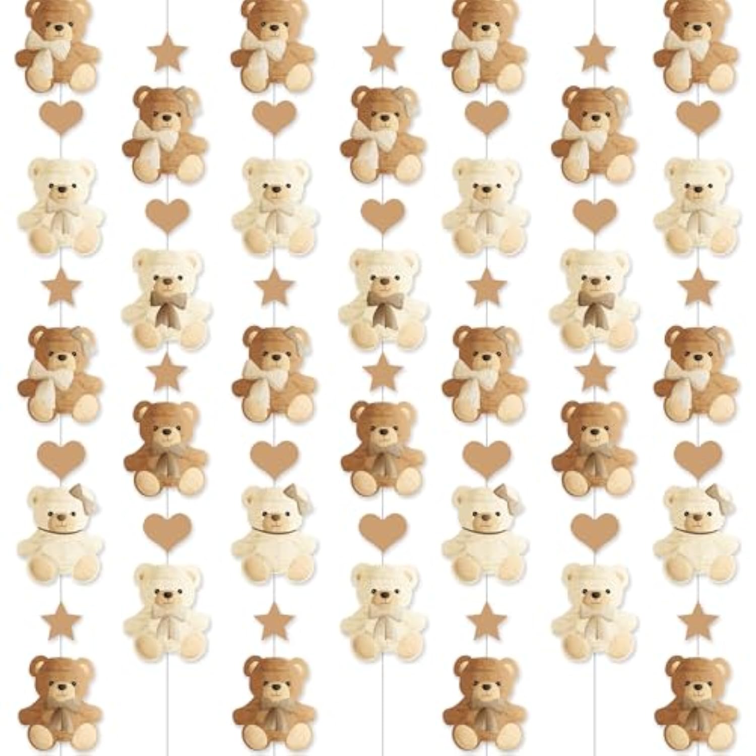 Brown Bear Birthday Party Decorations 8Pcs Teddy Bear Garland Banner Bear Baby Shower Supplies Bearly Wait Gender Reveal Hanging Cutout Garlands For Birthday Wedding Party Decor
