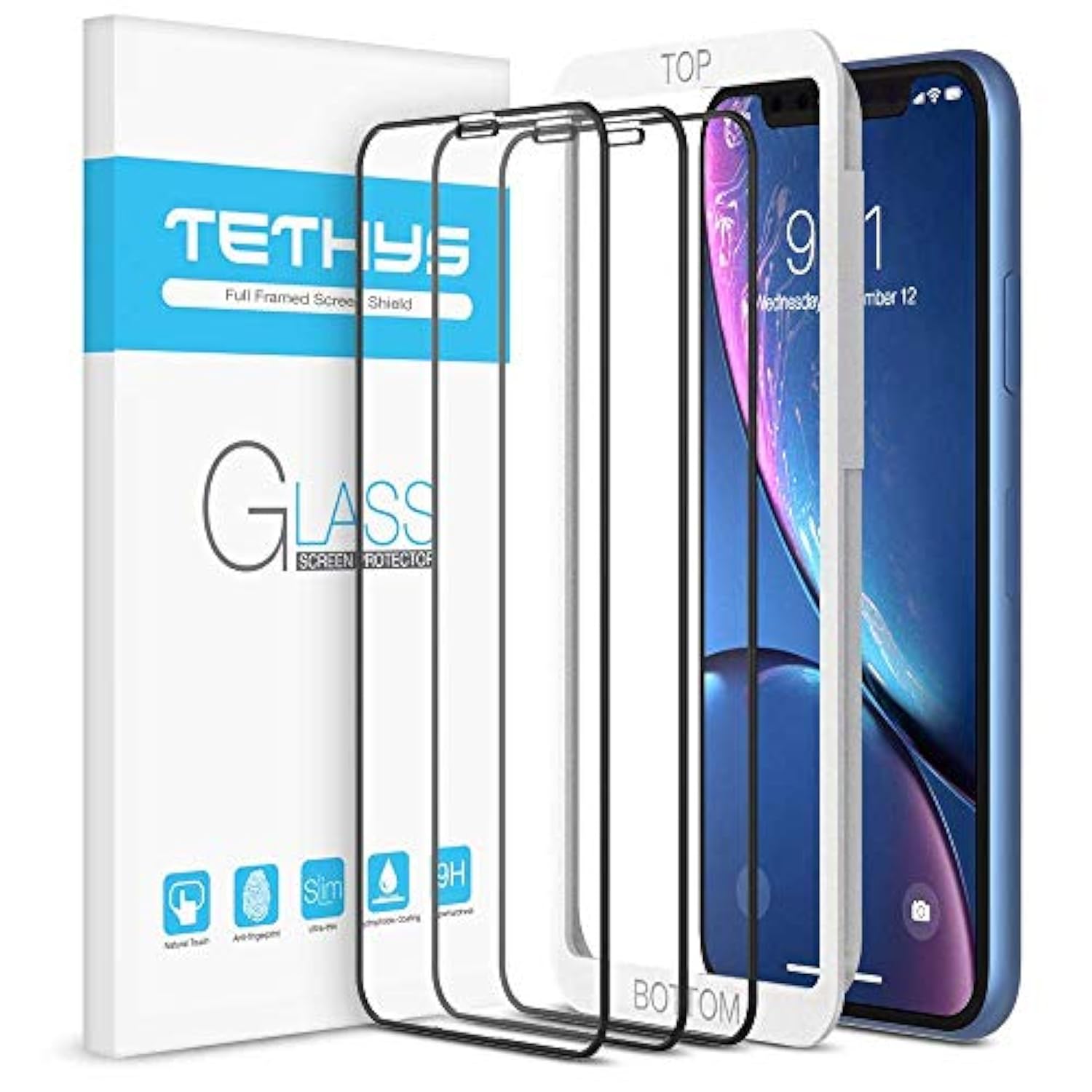Glass Screen Protector Designed For Iphone 11 / Iphone Xr / Iphone 12 / Iphone 12 Pro [Edge To Edge] Full Coverage Tempered Glass Compatible Iphone 12/12Pro/11/Xr 6.1"[Guidance Frame], 3 Pack