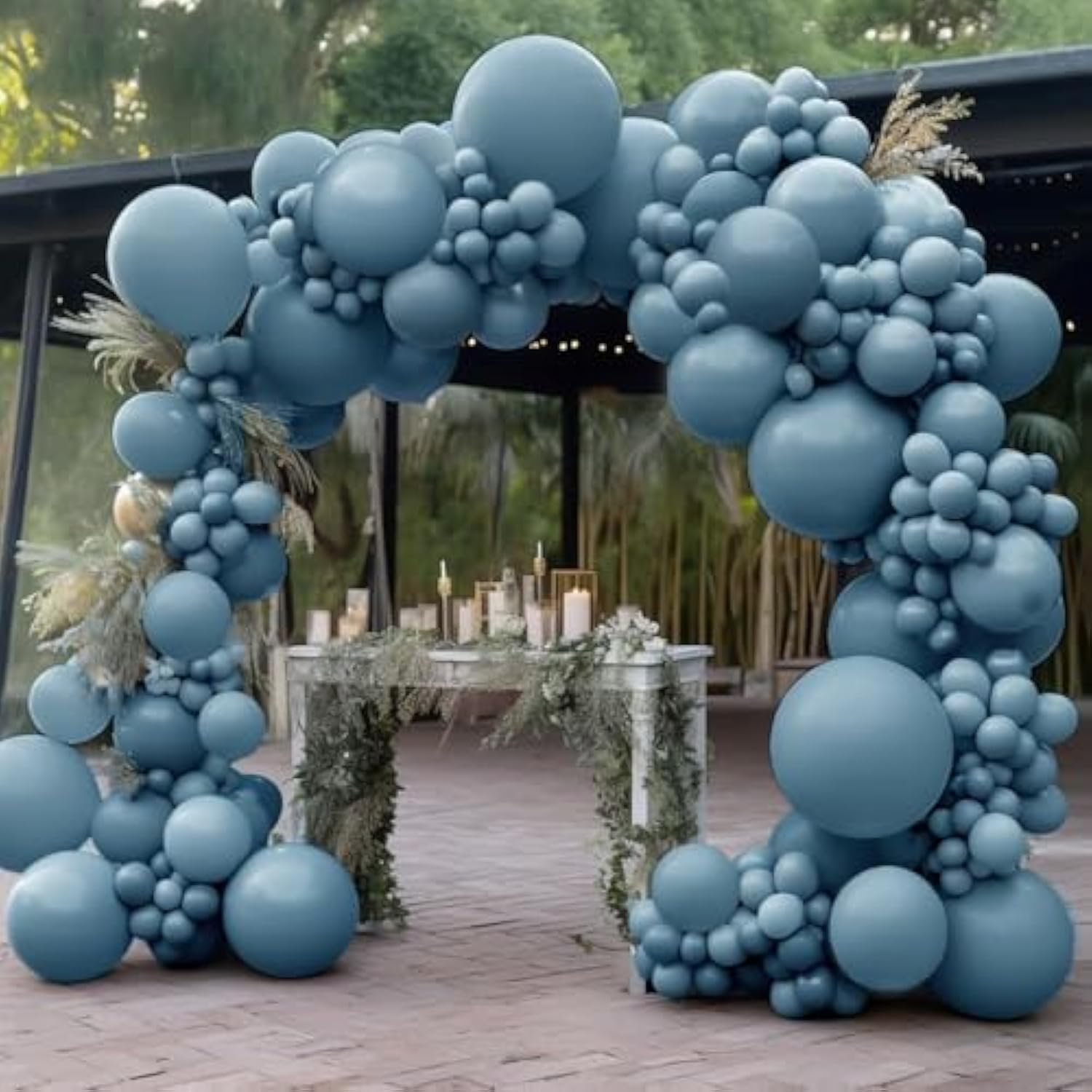 Dusty Blue Balloon Double Stuffed Slate Baby Blue Balloons Different Sizes 18/12/5 Inch Pastel Light Latex Arch Kit For Birthday Baby Shower Gender Reveal Wedding Party Decorations