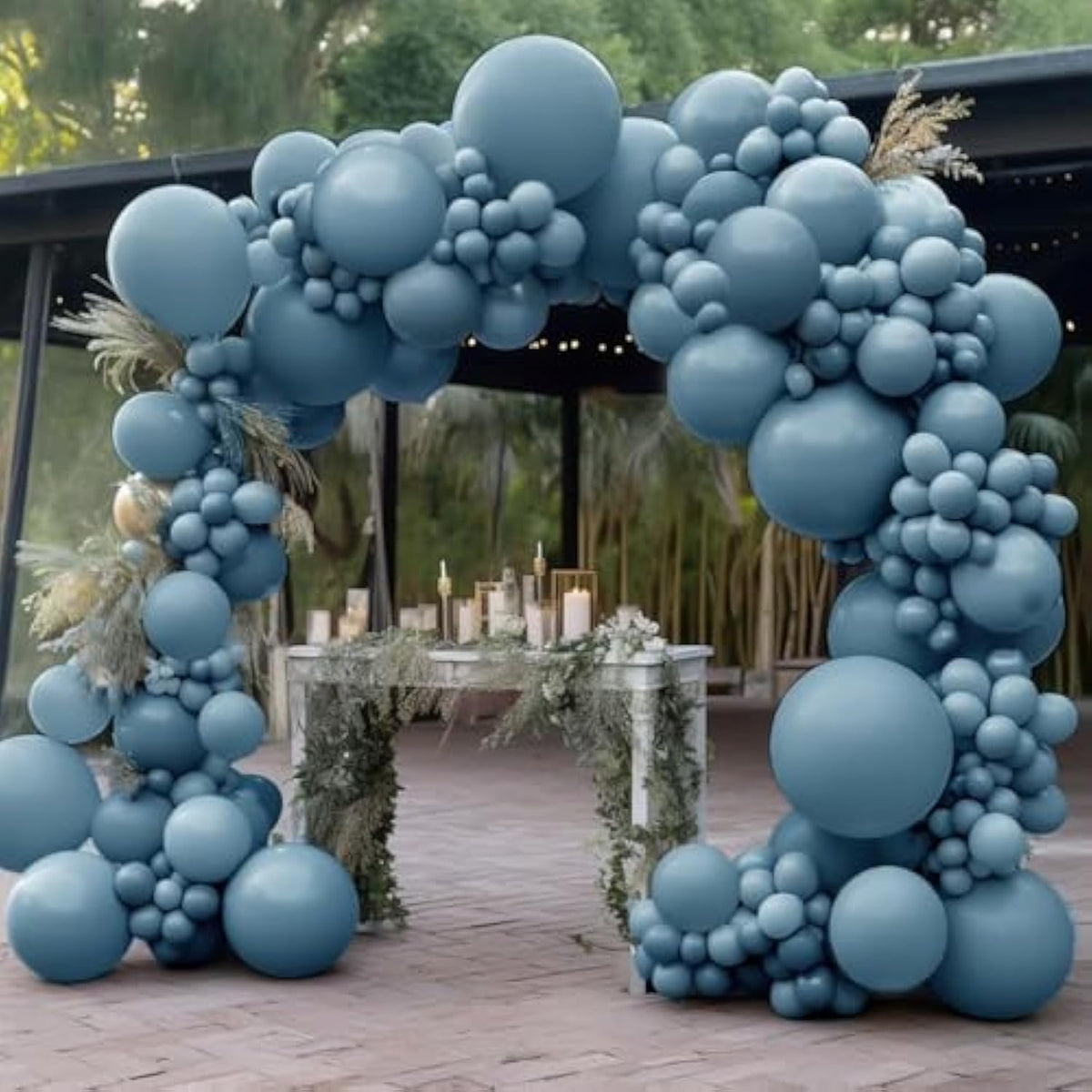 Dusty Blue Double Stuffed Balloon Arch Kit for Birthday, Baby Shower, Wedding Decor