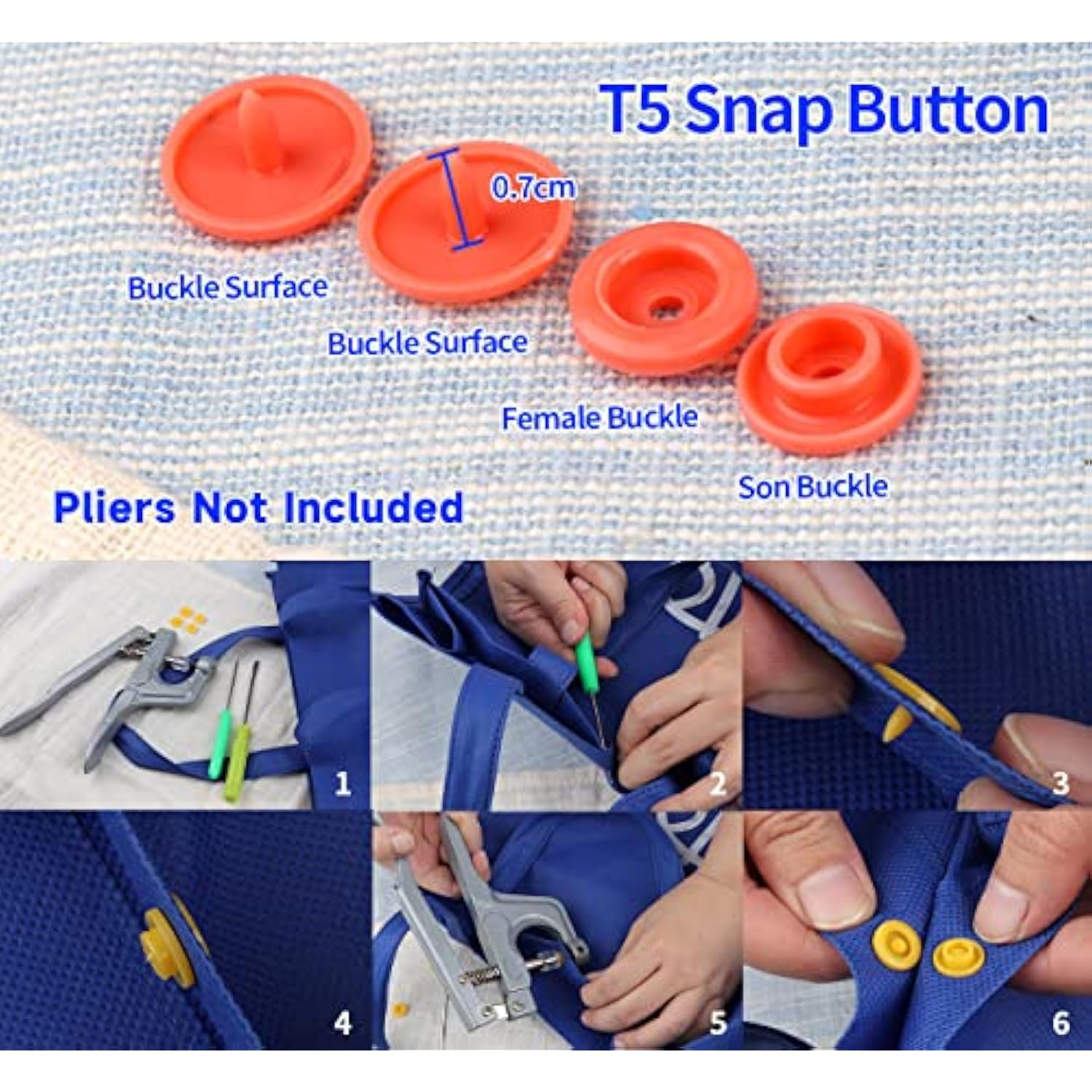 408 Sets Plastic Snap Buttons, No-Sew T5 Snaps With Organizer Storage