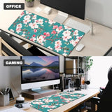 Floral Gaming Mouse Pad,12X31.5In Non-Slip Rubber Spring Flower Desk Mat,Large Extended Mousepad For Office Home Laptop,Mice Pads Gifts,Game Lover Deskmat Decor (Cherry Blossom 02)