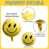 8Pcs 18" Smile Checkered Balloons – Yellow Smile & Lightning Party Decor