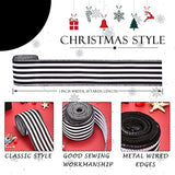 Christmas Ribbon For Tree, Black And White Striped Ribbon Wired Vertic