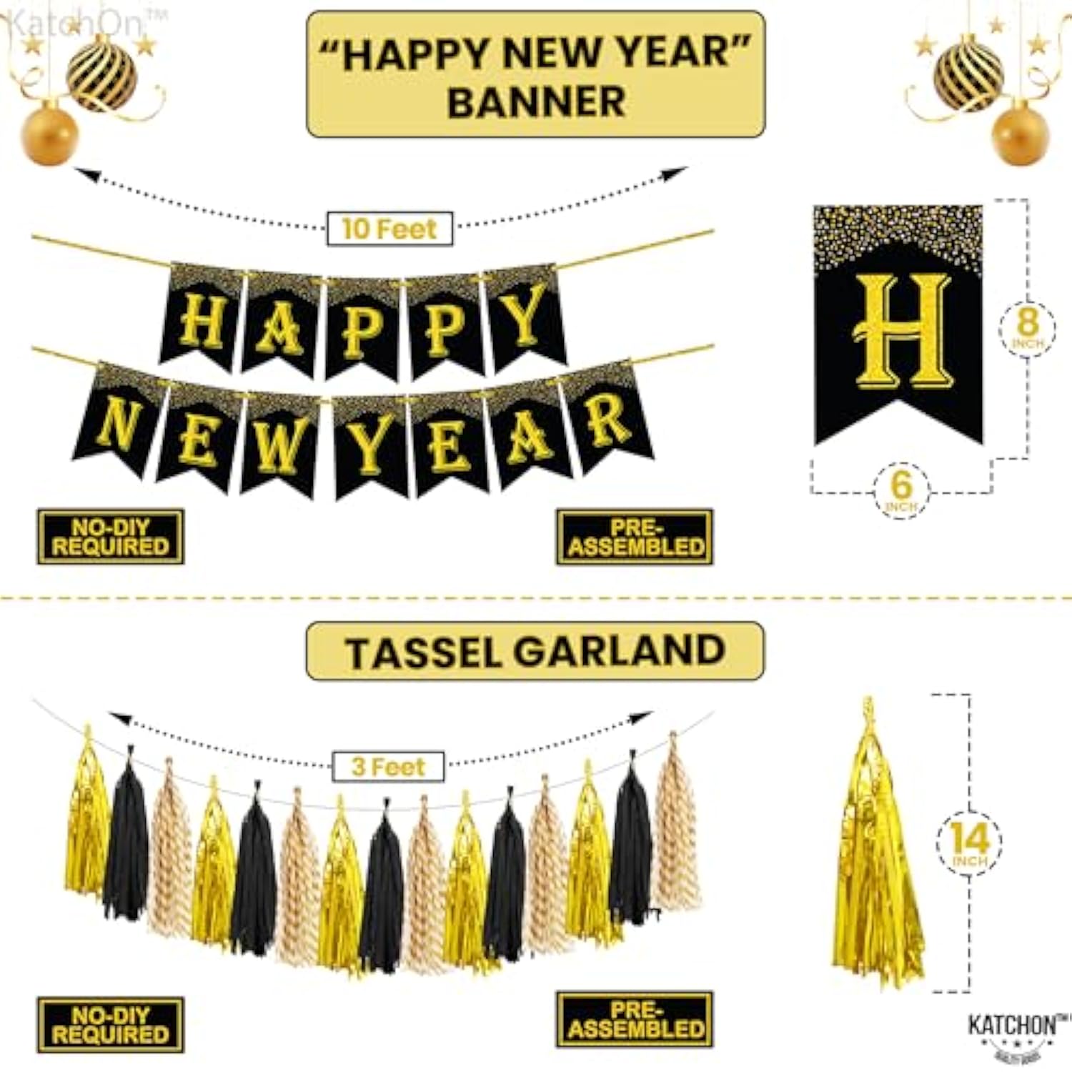 35 Pc 2026 Happy New Year Party Set with 10 Ft Banner Fans Swirls and Tassels