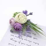 Set Of 6 Purple Boutonniere For Best Men Groom Groomsmen White Buttonholes For Wedding Party Prom Decoration