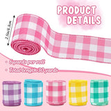 Spring Wired Edge Ribbon 30 Yards Pastel Gingham Patterned Ribbon Colo