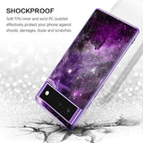 For Pixel 6 Case, Slim Fit Glow In The Dark Soft Flexible Bumper Protective Shockproof Non-Slip Cute Case Cover For Google Pixel 6 (2021) 6.4", Purple Nebula