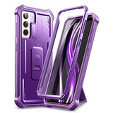 Heavy Duty Military Grade Protection Case for Samsung Galaxy S21 5G, 6.2 inch Purple - Built in Screen Protector and Kickstand
