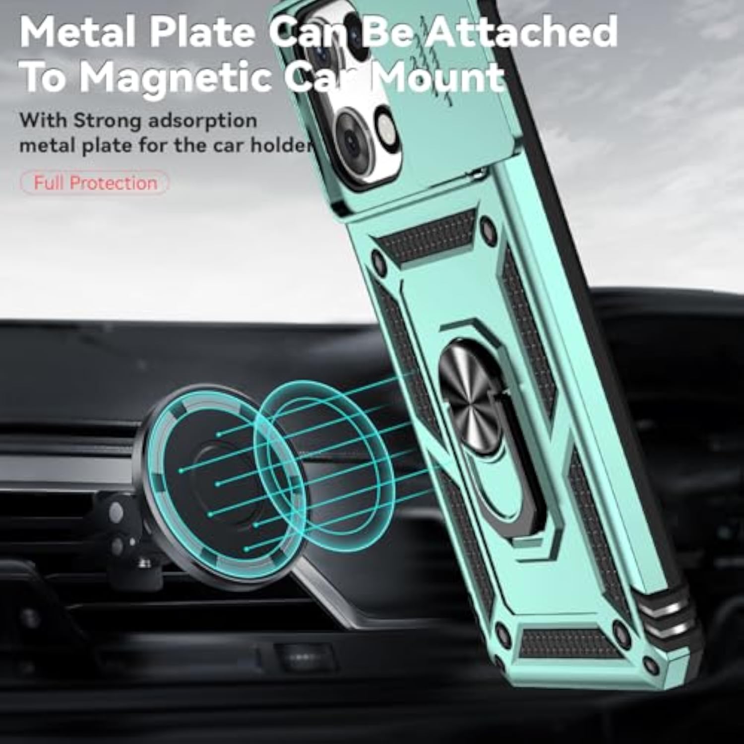 Motorola Moto G 2025 / Moto G 2026 / Moto G Play 2026 Case with Slide Camera Cover HD Screen Protector Military Grade 16ft Drop Tested Ring Holder Kickstand Protective Phone Case Dark Green