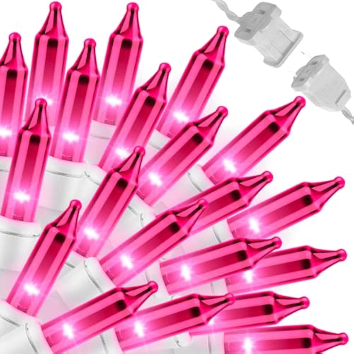 Pink Christmas Lights Set 100 Count 19.6 Feet Incandescent Bulb Mini String Lights For Indoor Christmas Tree Garland Bir