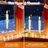 Window Candles, 12 Pack Flameless Christmas Window Candle With 2 Remote Timers, Battery Operated Window Candles With Candle Holders & Suction Cups For Christmas Decoration