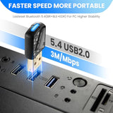 Bluetooth 5.4 Usb Adapter For Pc - Wireless Dongle Transmitter/Receiver, Plug & Play For Windows 11/10/7, Supports Keyboard/Mouse/Headphones/Speakers/Game Controller (Br+Edr+Ble Dual Mode)