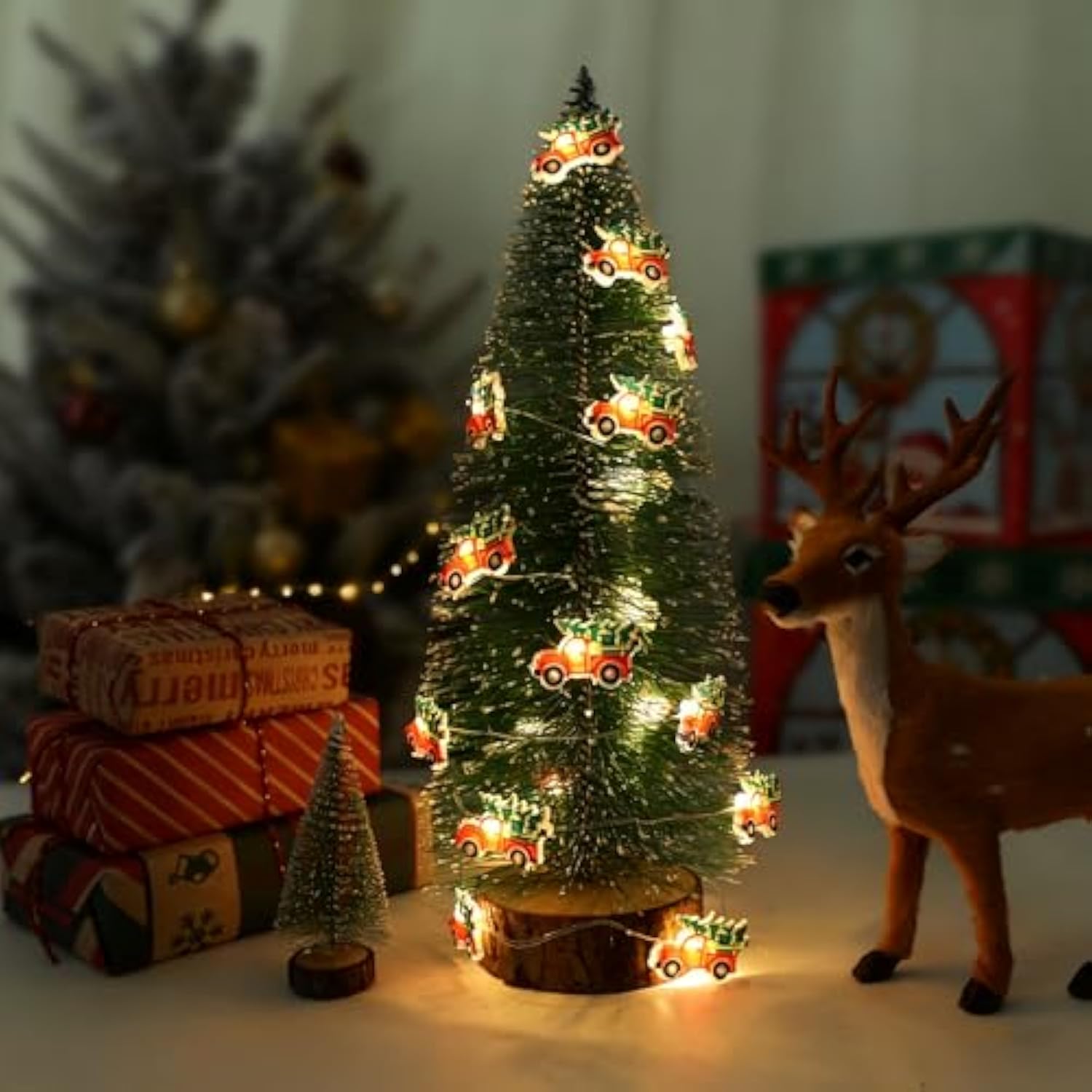2 Pack Battery Operated Christmas Lights For Tree Decorations?7Ft 20 Leds Farmhouse Truck String Lights For Indoor Chris