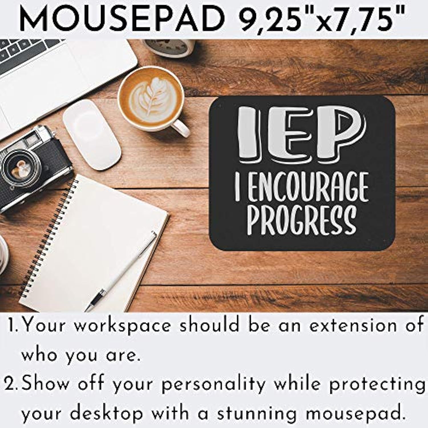 Teacher Mousepad Teaching 9" Mousemat - Iep I Encourage Progress Special Education Teacher Gift Idea Office Poster Black Computer Mouse Mat Mouse Pad